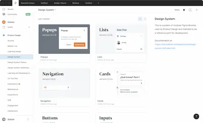 Screenshot of Figma folder with design system libraries