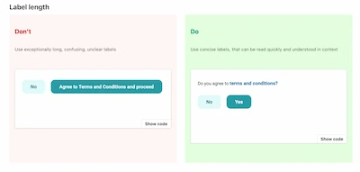 Guidance on best practices for button text labels