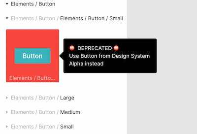 Figma deprecation notice for old component