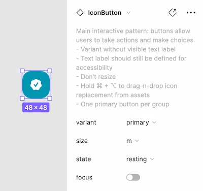 Figma guidance for the IconButton component