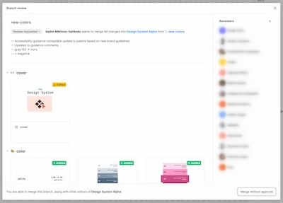 PR review of Figma library update, February 2022