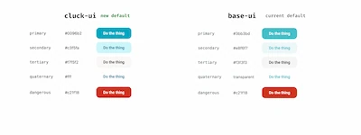 Comparison of old and new colors applied to the Button component