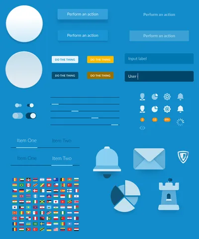 Shapes, icons and parts of more complicated UI